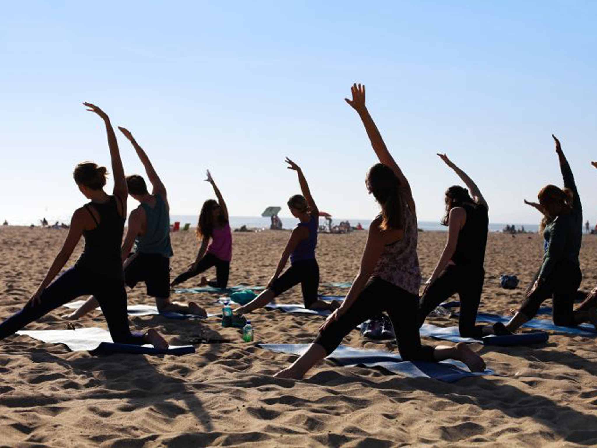 Beach yoga in Santa Monica