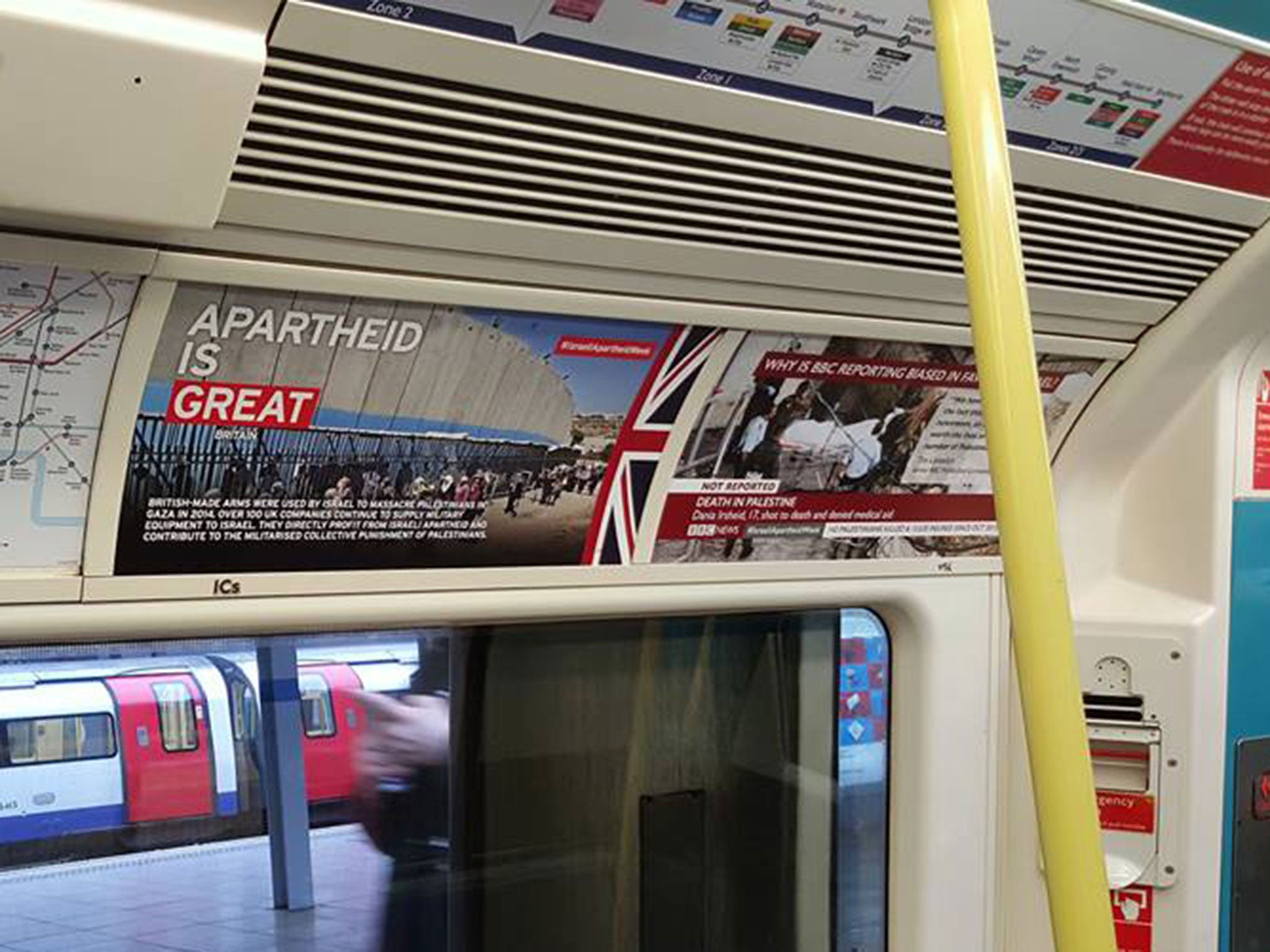 The Tube posters were being taken down on Tuesday