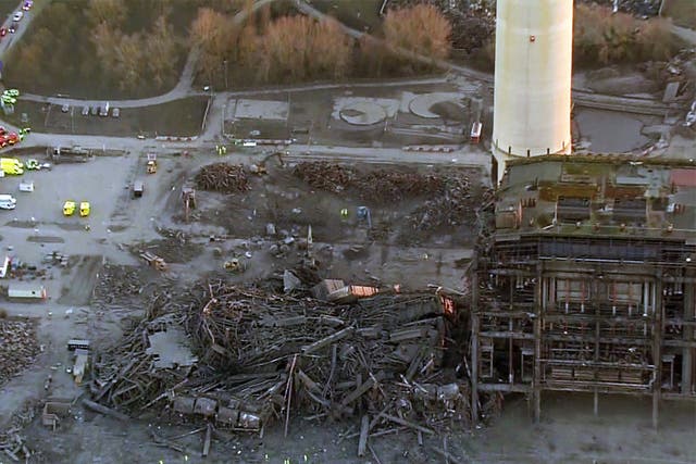 A still taken from ITV News footage showing the scene at Didcot power station following the explosion