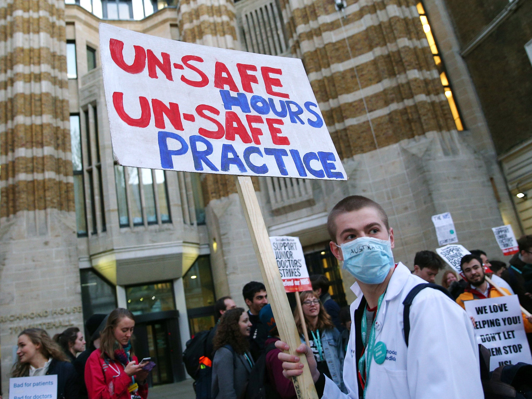 Junior Doctors protesting outside the Department of Health earlier this month