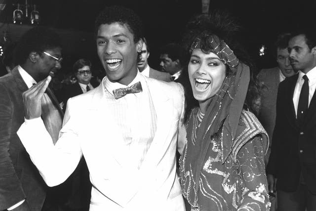 Vanity and the martial arts actor Taimak arrive at the premiere of their 1985 film ‘The Last Dragon’