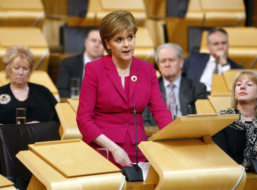 First Minister Nicola Sturgeon speaks to the Scottish Parliament in Edinburgh on Tuesday