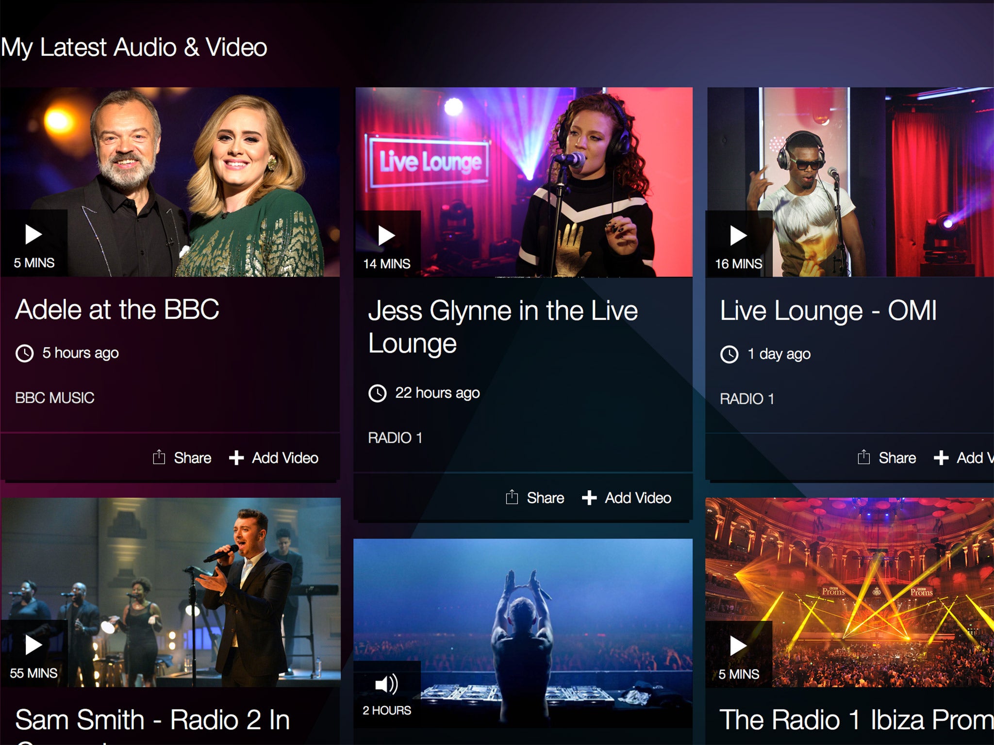 The new BBC Music app's user interface