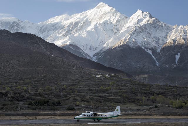 File photo. A twin prop aircraft of the Tara Airlines landing at Jomsom Airport, west of Kathmandu
