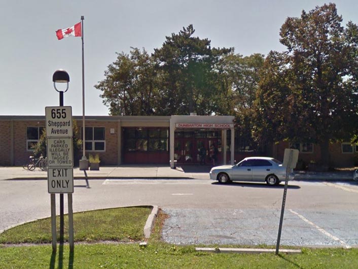 The girl was arrested on 23 February at Dunbarton High School in Pickering, Ontario