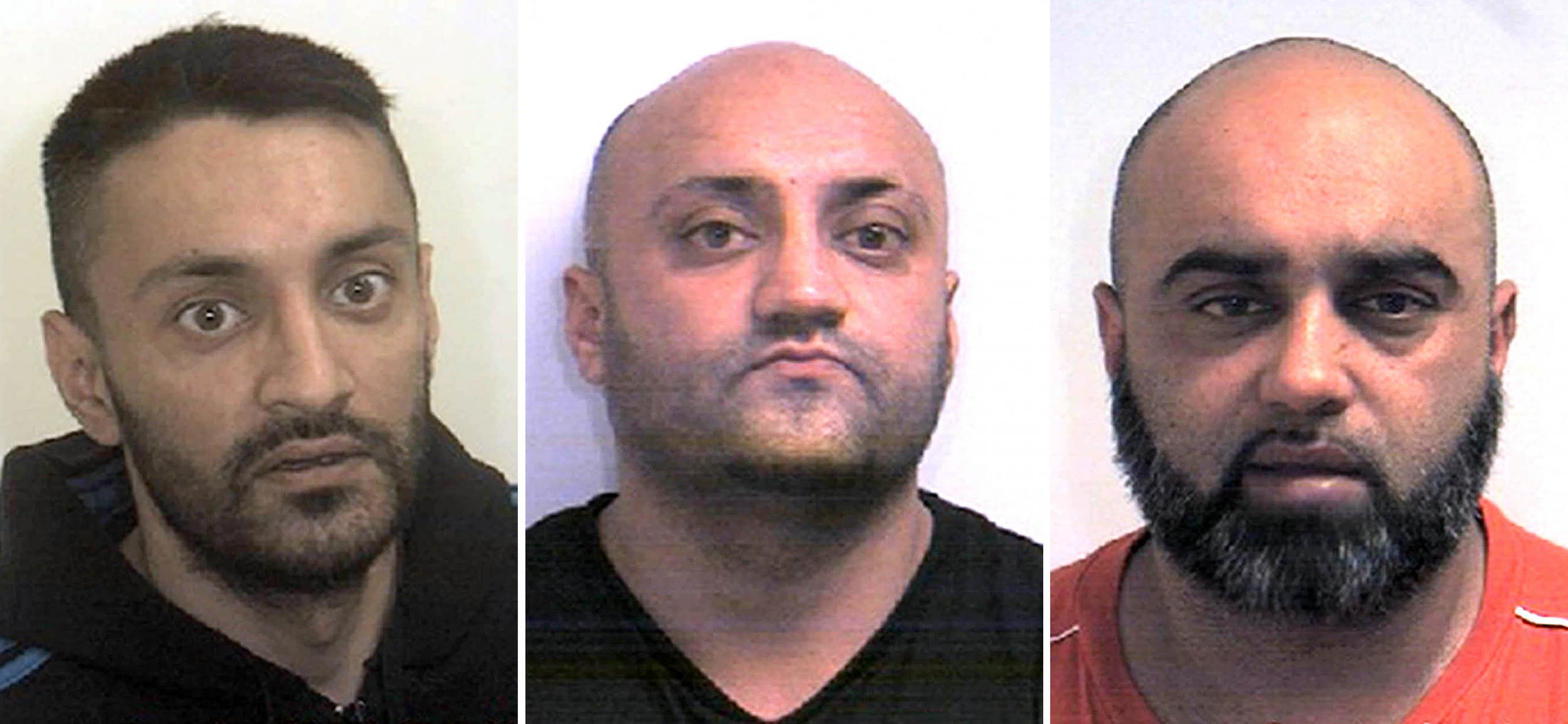 From the left: Brothers Arshid, Basharat and Bannaras Hussain, who have been found guilty of a range of offences involving the sexual exploitation of teenage girls in Rotherham