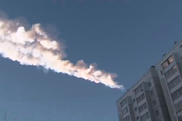 The trail of the meteor that struck Chelyabinsk in 2013