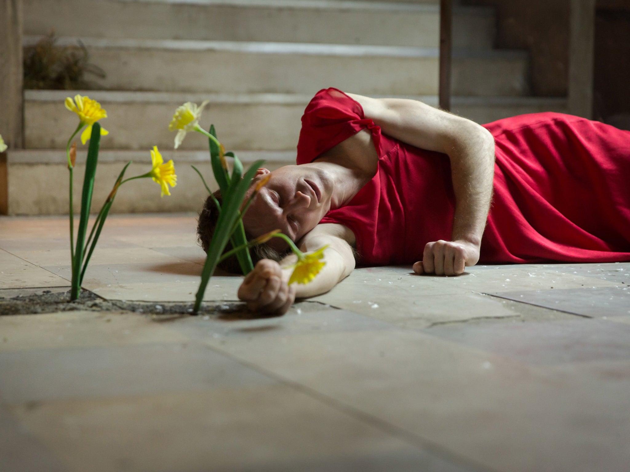 Peter Hobday (Carl) in 'Cleansed' at the National Theatre's Dorfman Theatre