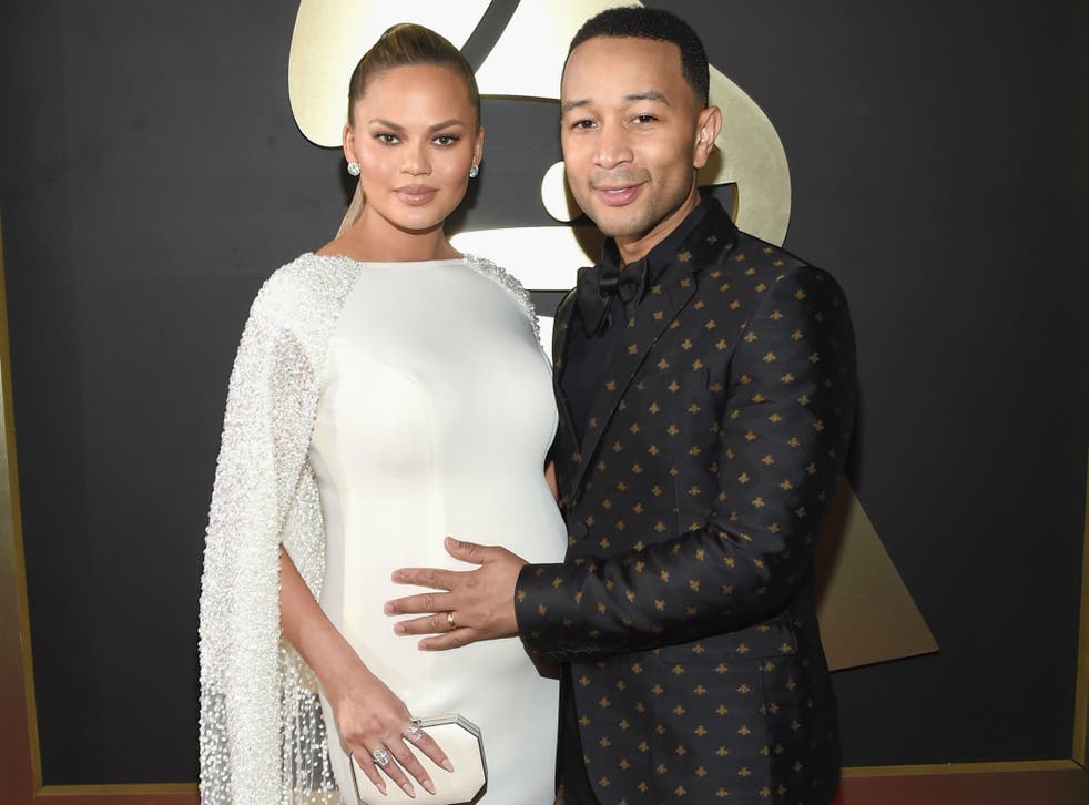 Chrissy Teigen and John Legend at the 2016 Grammy awards
