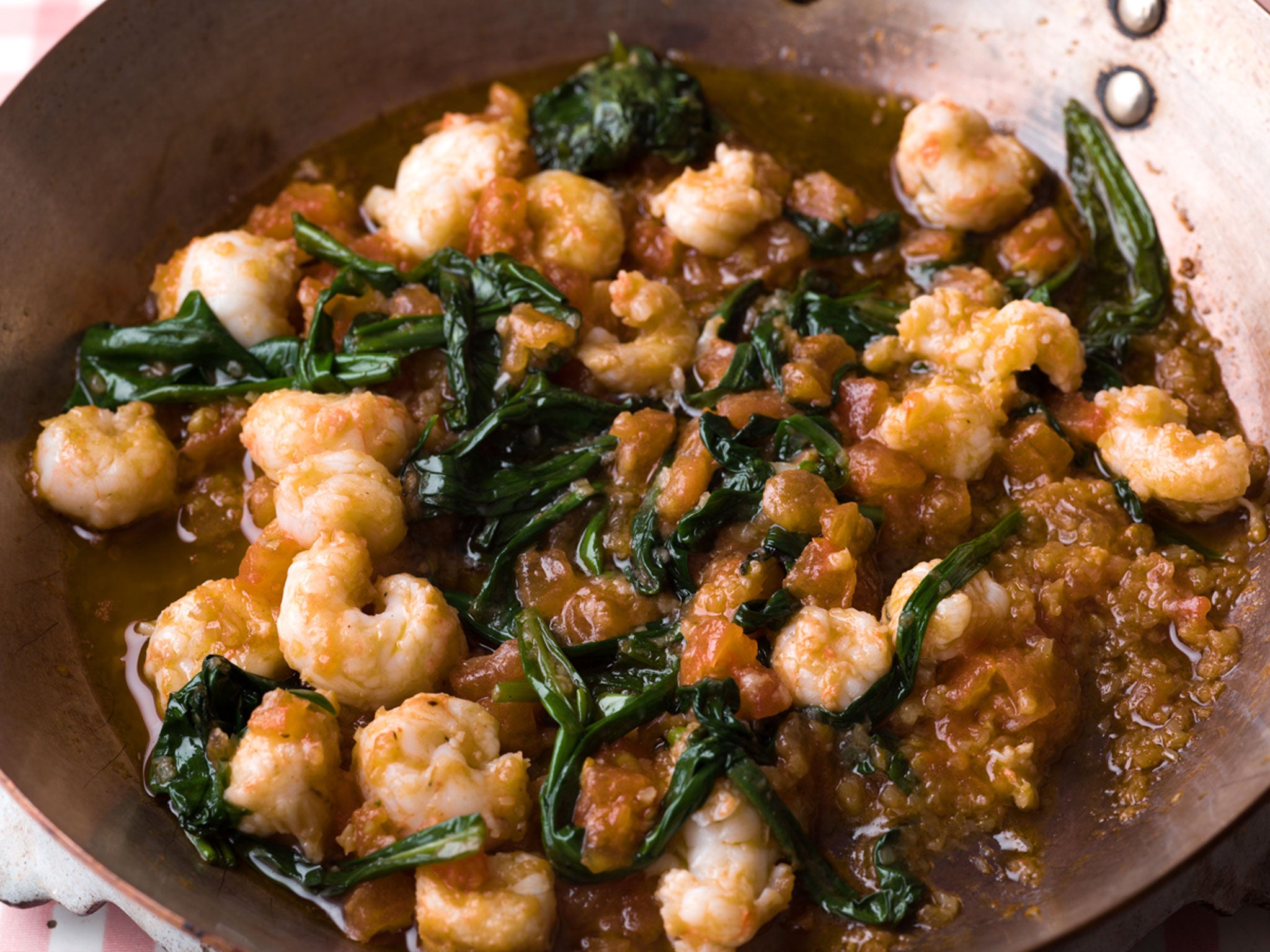 Dublin Bay prawns with arak, tomatoes and wild garlic