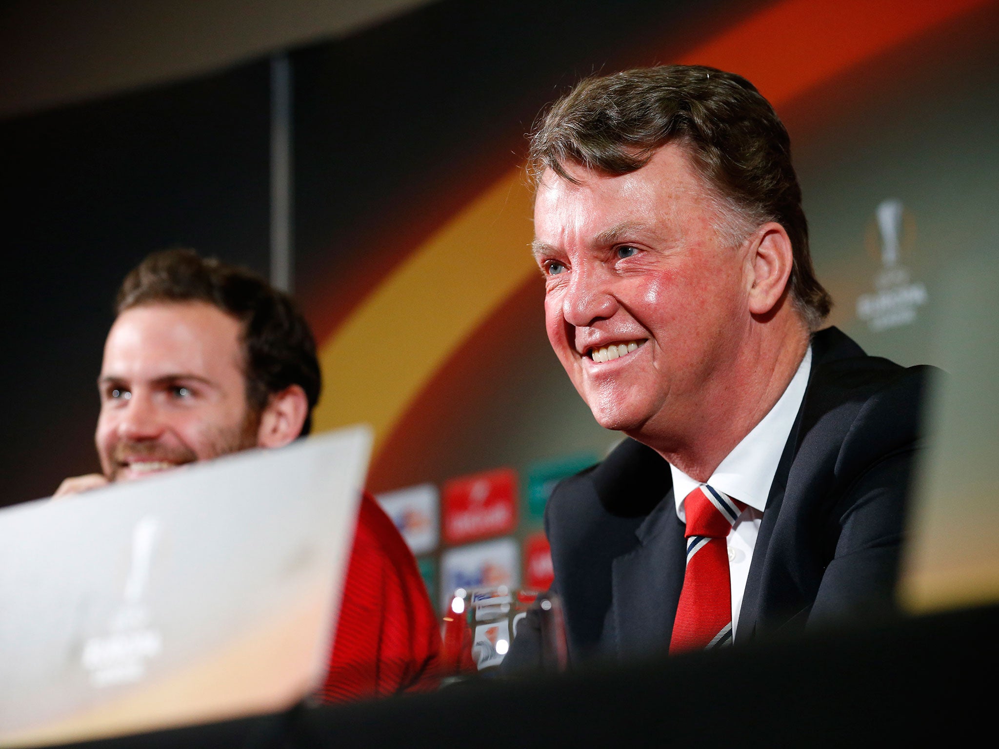 Manchester United manager Louis van Gaal takes his press conference