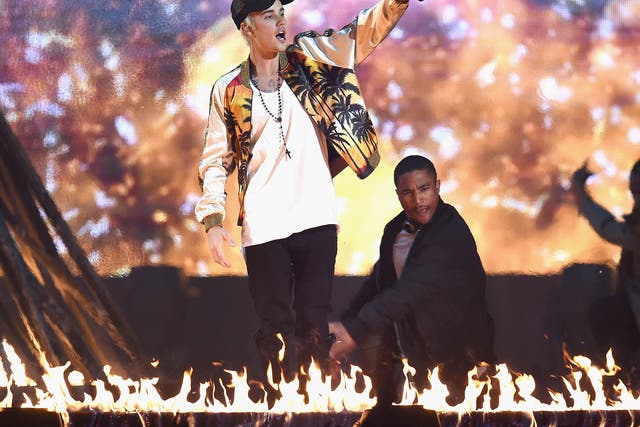 Justin Bieber performs on stage during the ceremony
