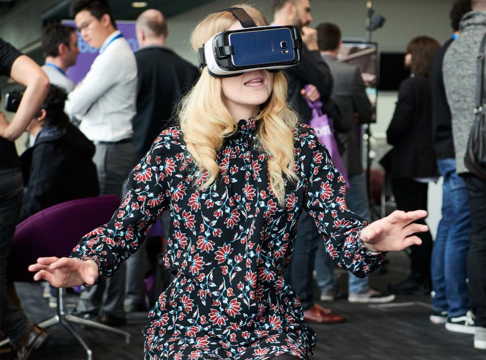 Lost in virtual space: Chloe Hamilton immersed in a VR game