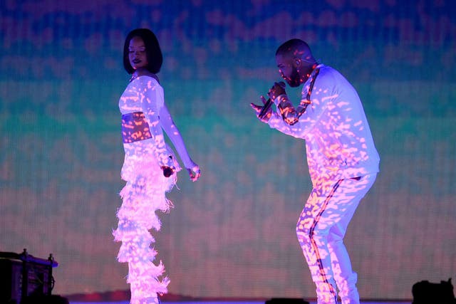 Rihanna and Drake perform their hit single 'Work' at the Brit Awards 2016