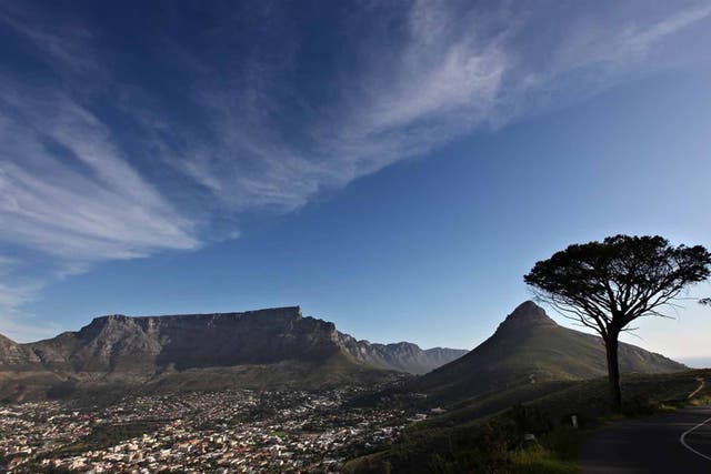 Flat out: Table Mountain looms over the city