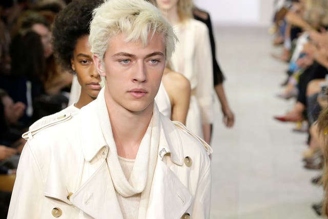 Model Lucky Blue Smith walks the runway at the Michael Kors Spring 2016 show