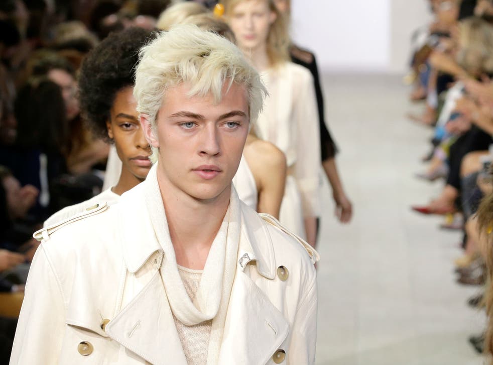 Model Lucky Blue Smith walks the runway at the Michael Kors Spring 2016 show