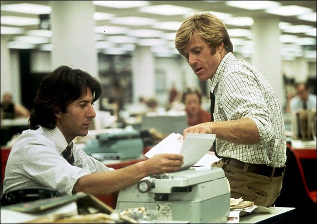 Robert Redford and Dustin Hofman in All The Presidents Men