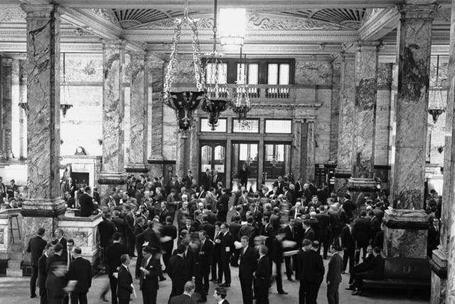 Traders at the Baltic Exchange in 1969 - the market is now open to offers