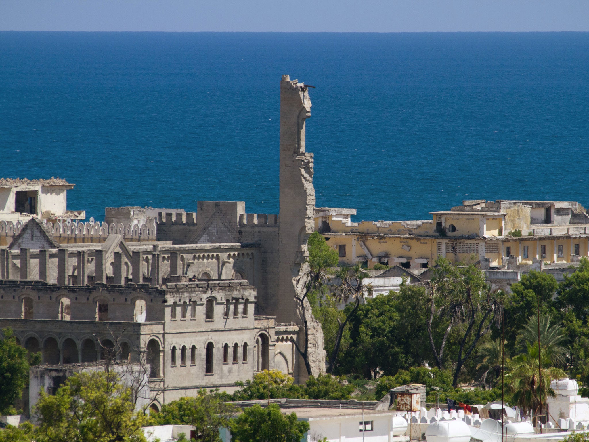 'Villa Somalia', the presidential palace in Mogadishu, is located across from the Somali Youth League hotel
