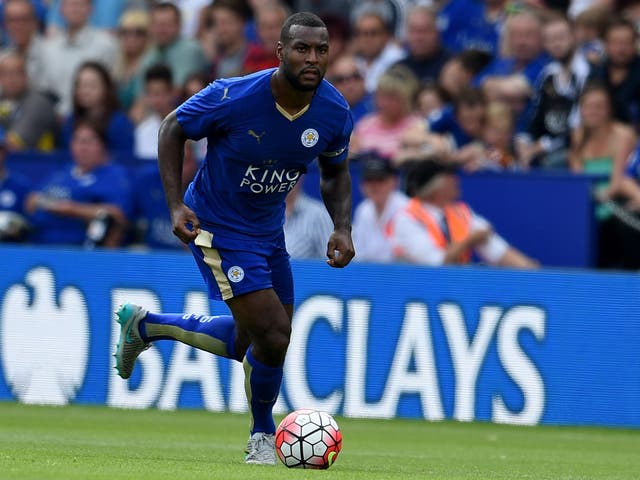 Wes Morgan of Leicester City in action during the Barclays Premier League match between Leicester City and Sunderland