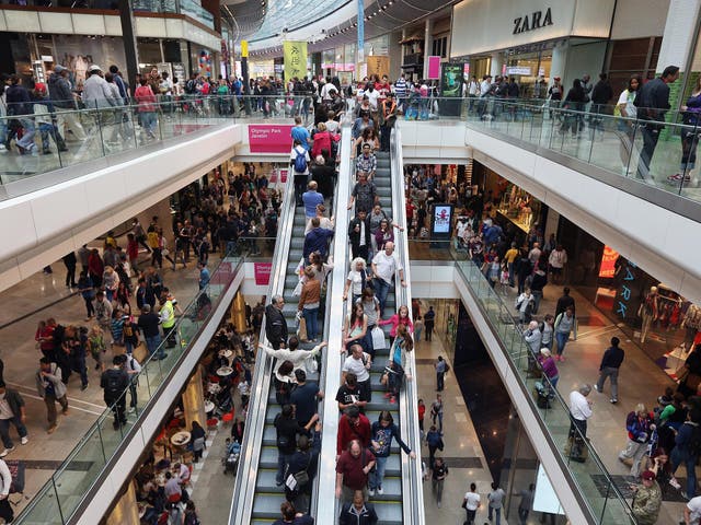 Shoppers peruse the outlets in the giant Westfield shopping centre in London. The latest data on growth from the UK is not too bad, with consumers driving the economy forward