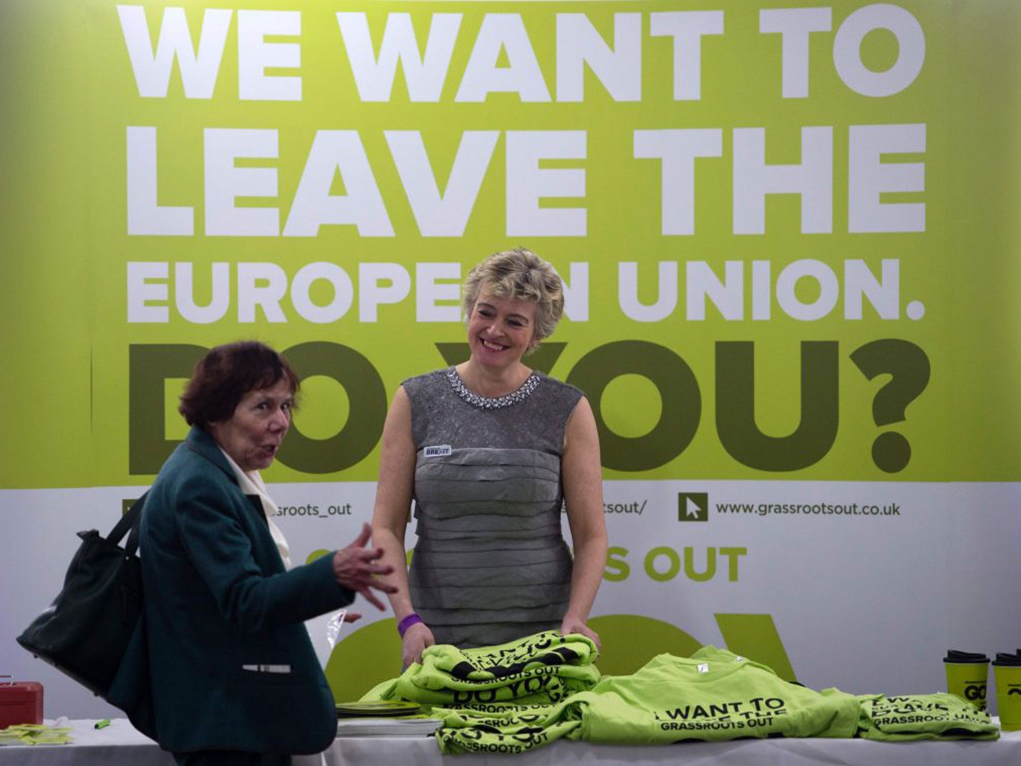 &#13;
Grassroots Out at Ukip’s conference in Llandudno on Saturday &#13;