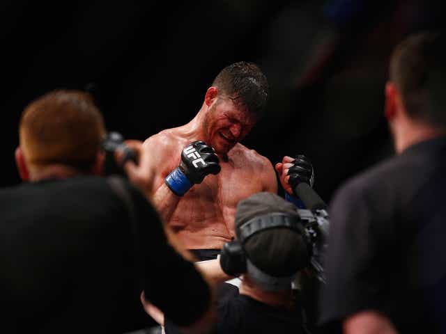 Michael Bisping celebrates his victory