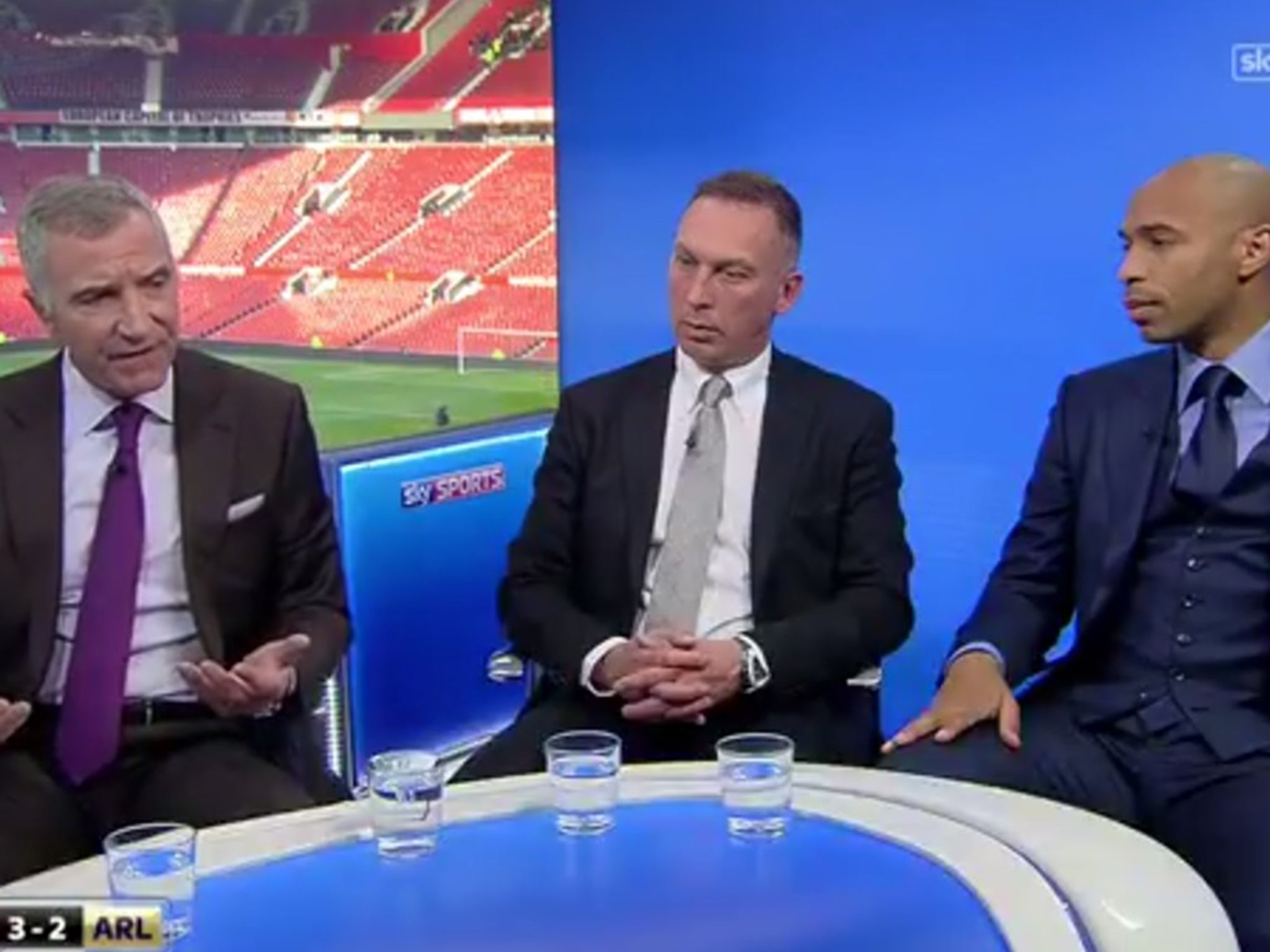 Graeme Souness (left) during punditry duty on Sky Sports alongside David Platt and Thierry Henry