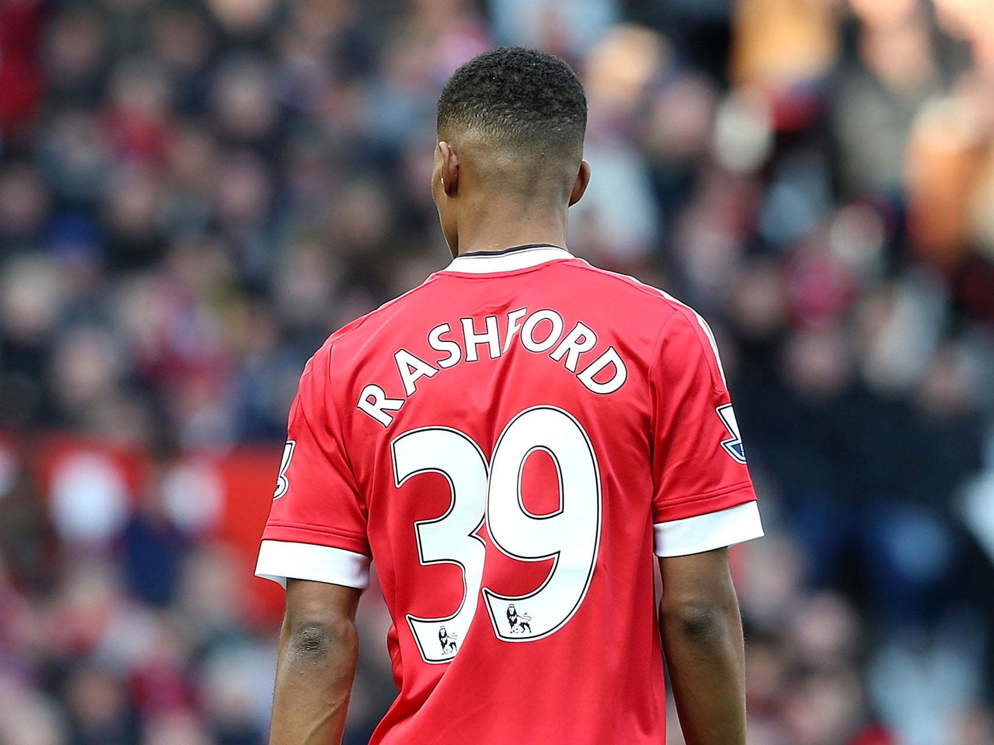 Manchester United's 18-year-old striker Marcus Rashford scored twice