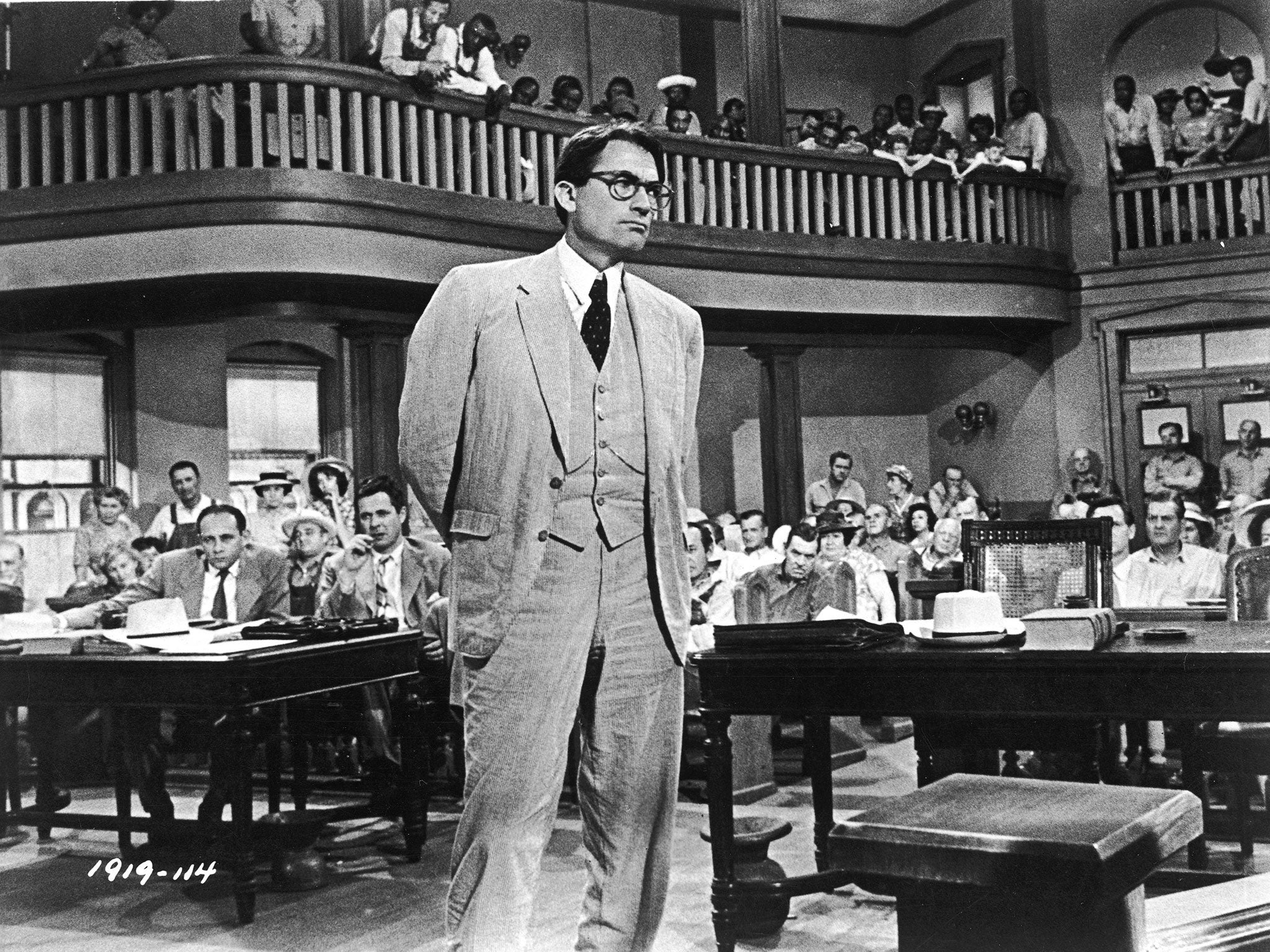 Gregory Peck as Atticus Finch in the 1962 film adaptation of Harper Lee’s To Kill a Mockingbird
