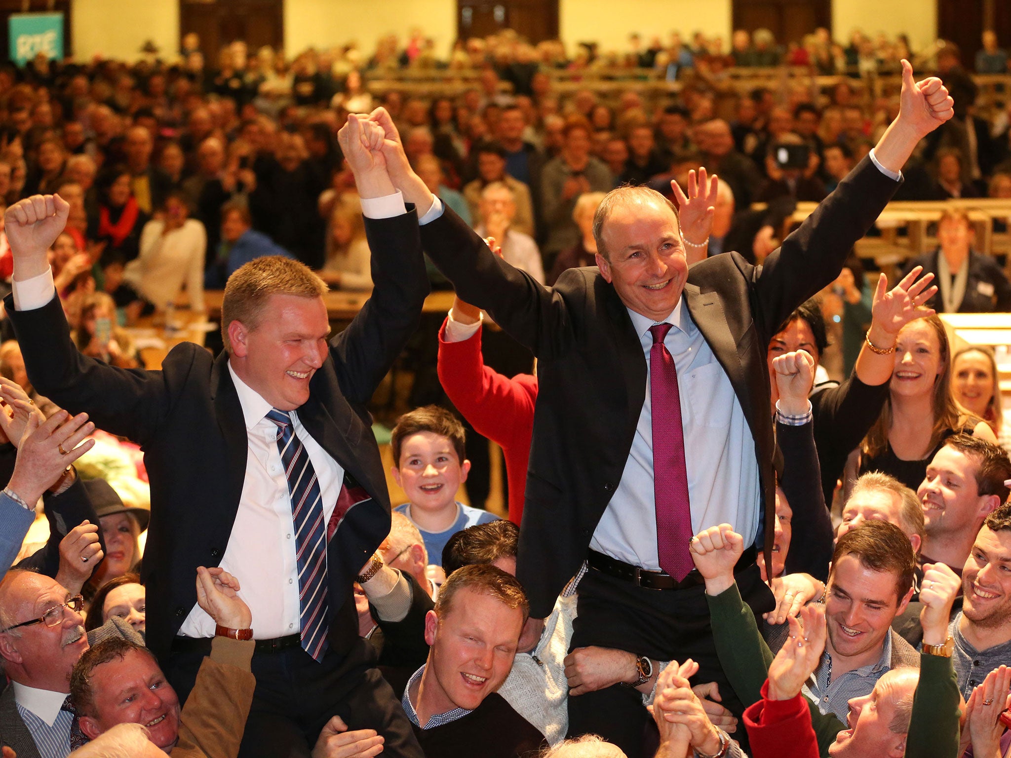 Fianna Fail’s Micheál Martin, right and Michael McGrath, elected in Cork