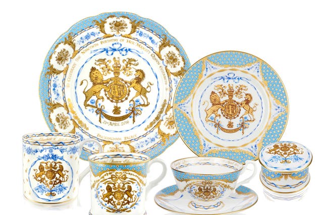 An official commemorative collection of china featuring pale blue British wild flowers to mark the Queen's 90th birthday
