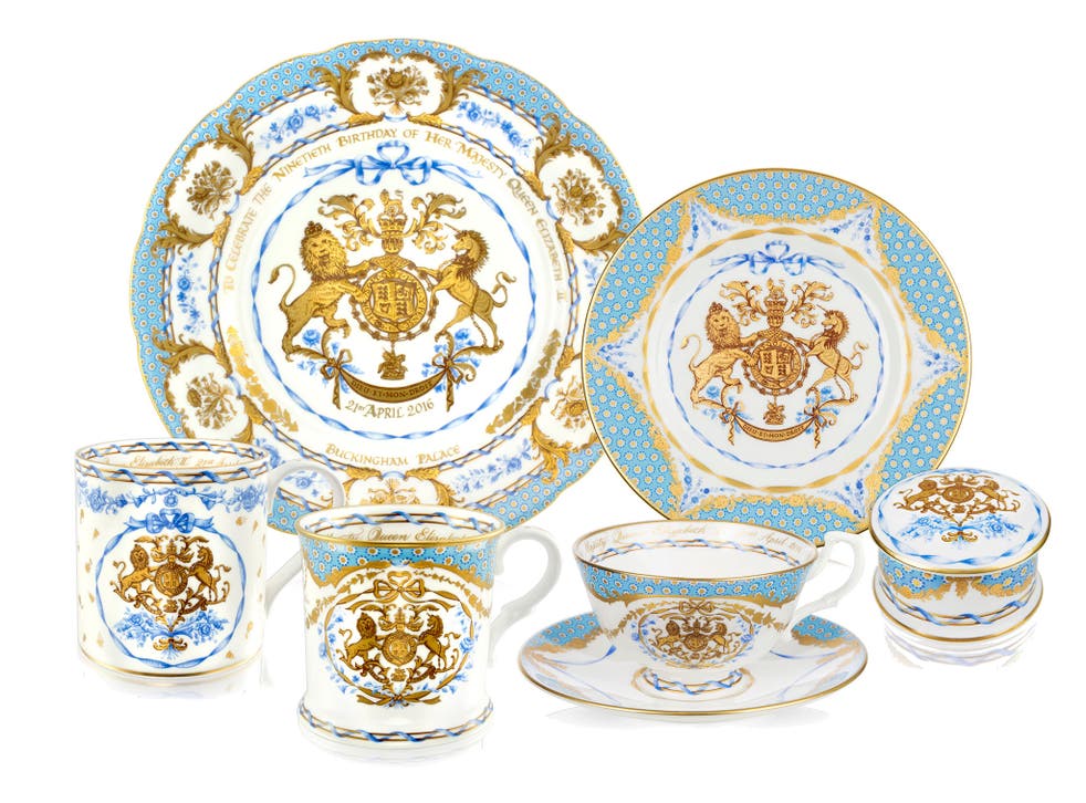 An official commemorative collection of china featuring pale blue British wild flowers to mark the Queen's 90th birthday
