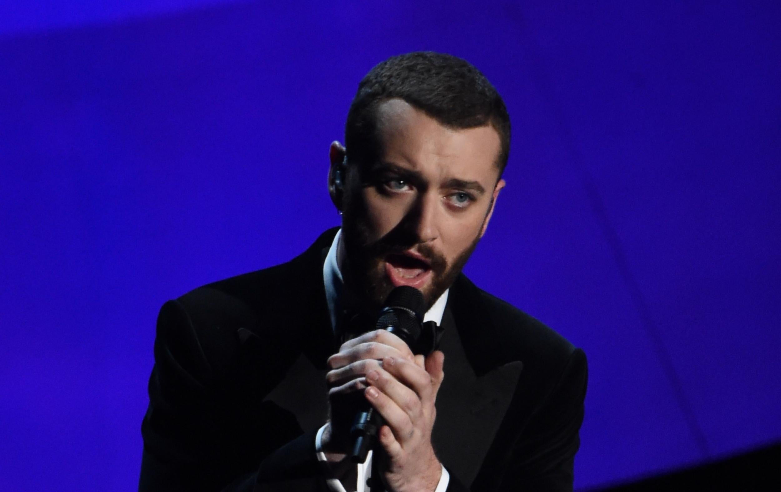 Sam Smith performing at the Oscars