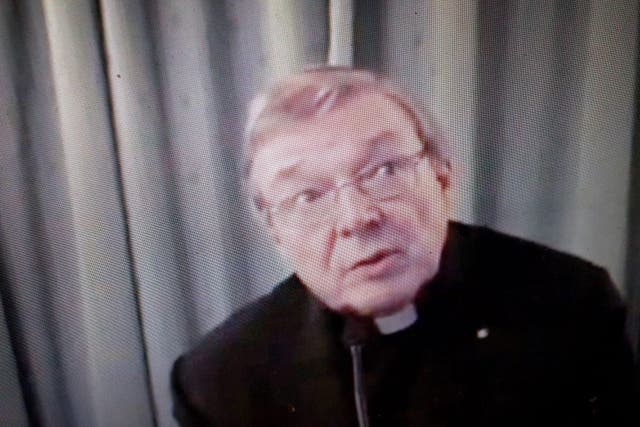 Cardinal George Pell gives evidence to the Royal Commission inquiry into child sex abuse by Catholic priests via videolink from Rome