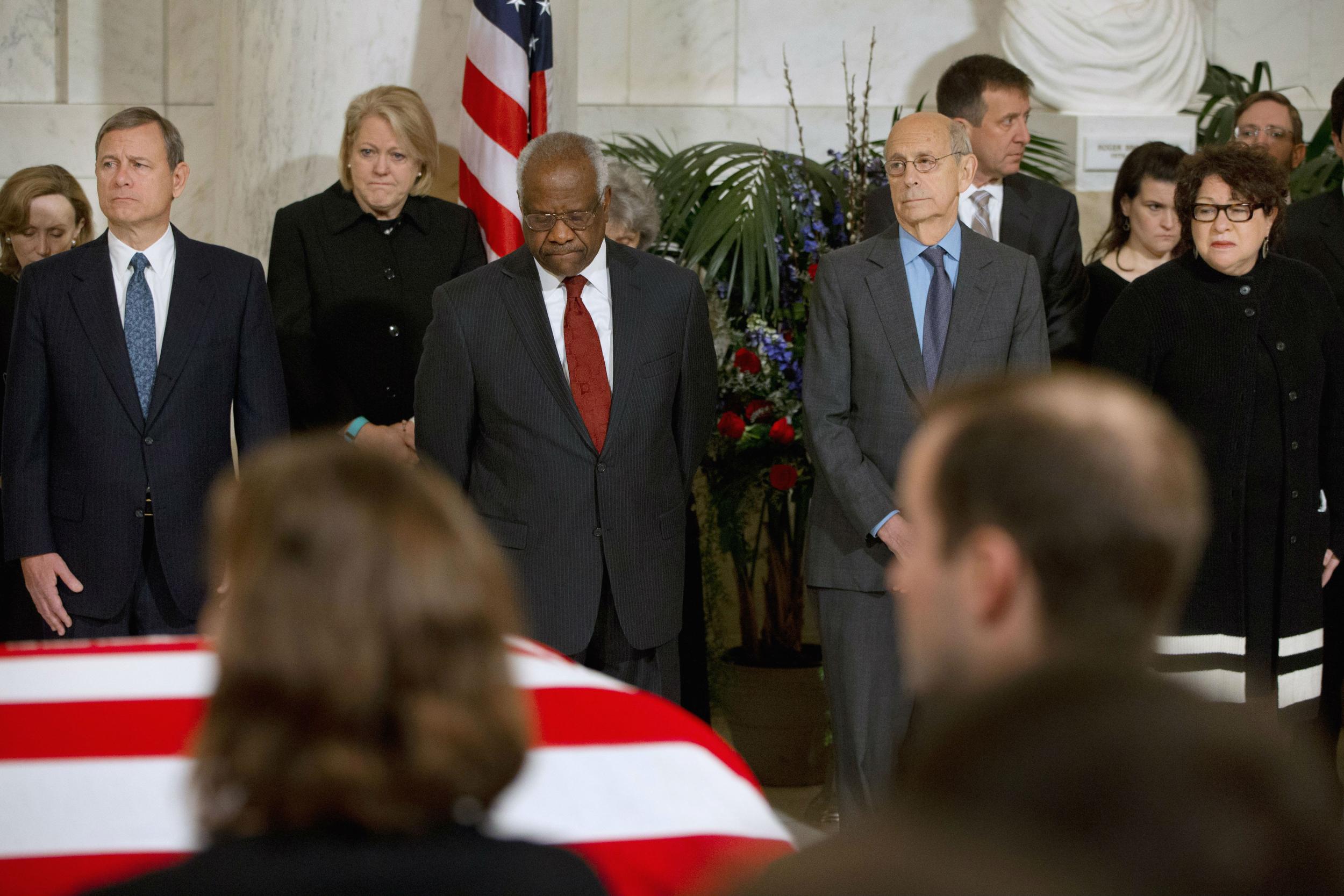 Mr Thomas was among members of the court who visited Mr Scalia's coffin