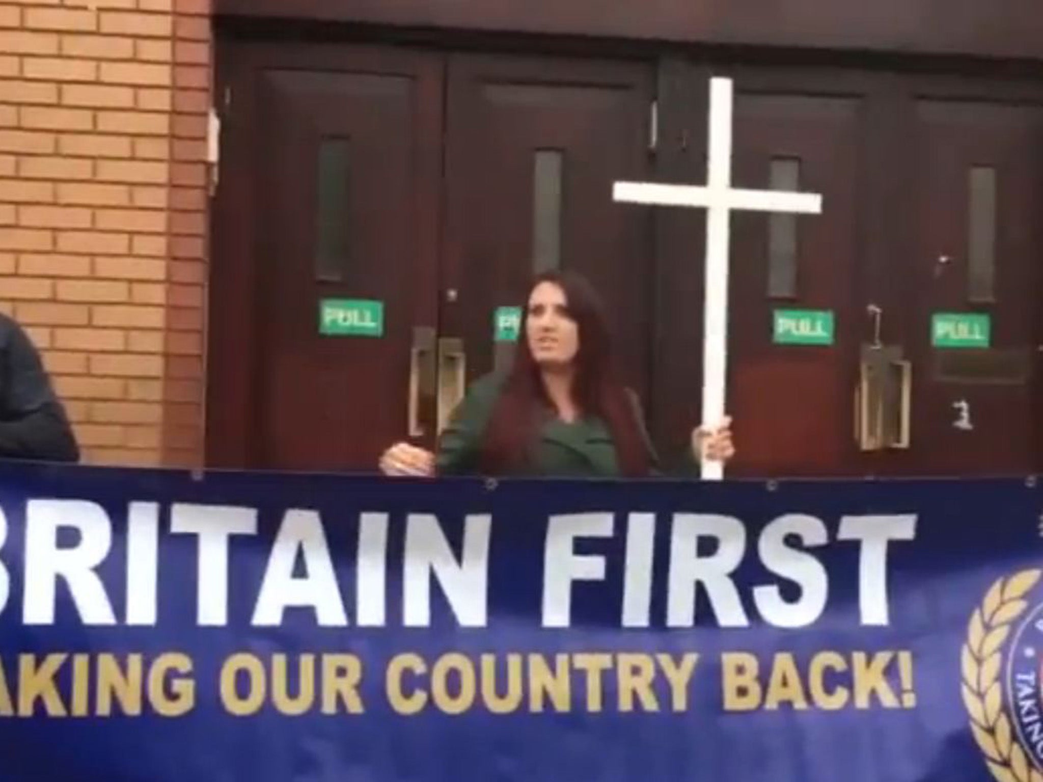 Britain First protesters picketing out a London mosque