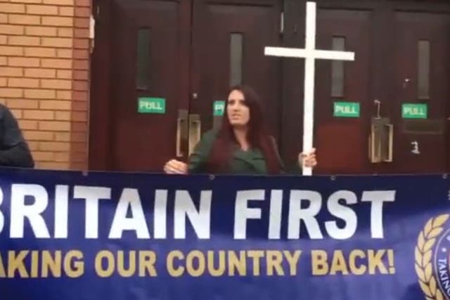 Britain First protesters picketing out a London mosque