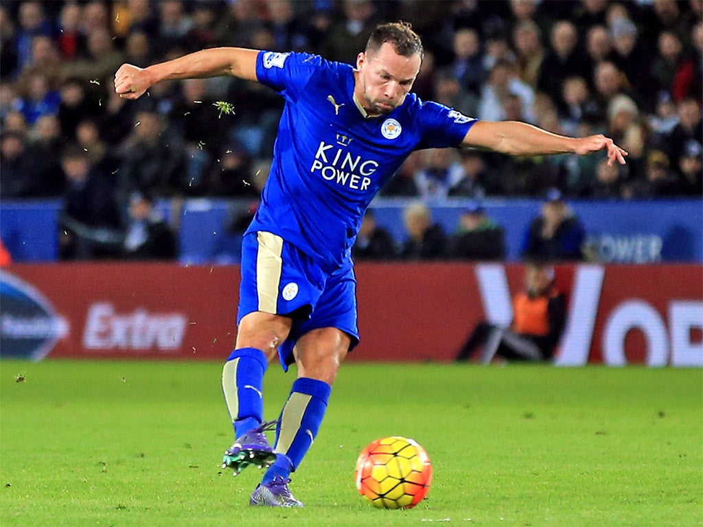 Leicester City's Daniel Drinkwater scores his side's first goal