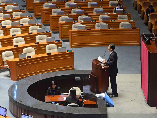 Jung Cheong Rae, of the Minjoo Party, spoke for nearly 12 hours at the National Assembly