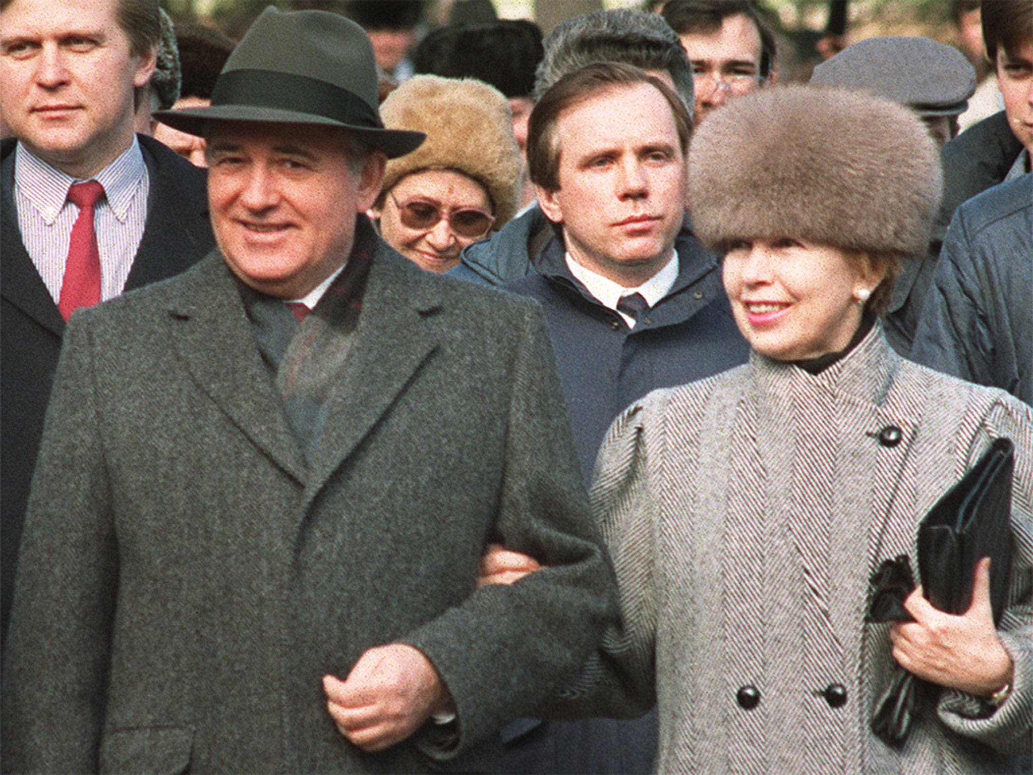 Mikhail Gorbachev with his wife Raisa in 1990. The couple married in 1953 and remained together until her death from leukaemia in 1999