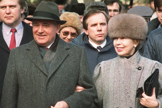 Mikhail Gorbachev with his wife Raisa in 1990. The couple married in 1953 and remained together until her death from leukaemia in 1999