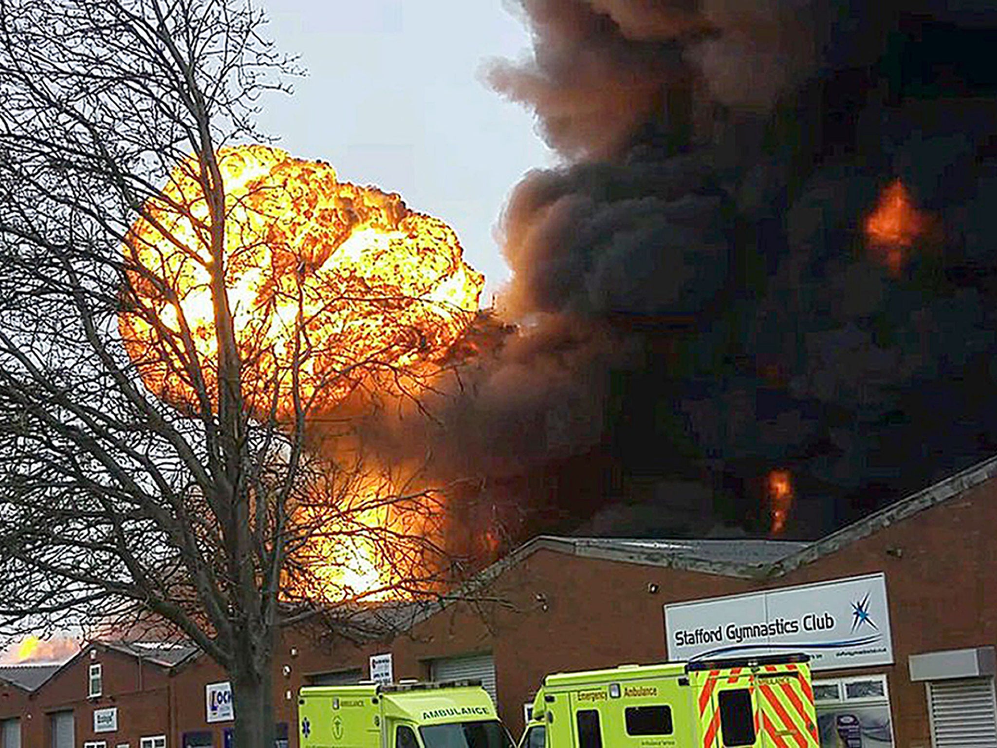 Nearby businesses on the Astonfields Industrial Estate have been evacuated