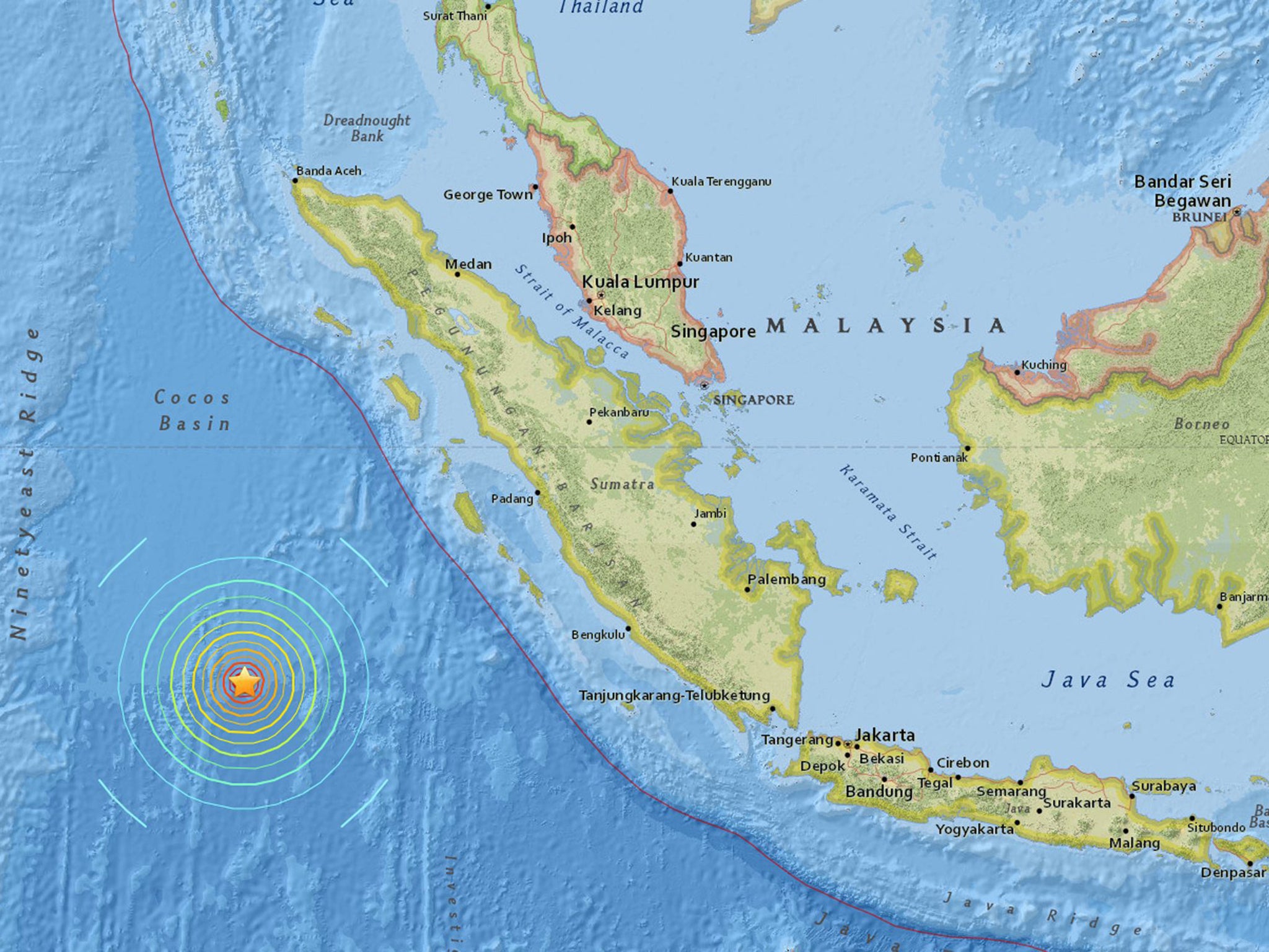 The earthquake struck 600km off the coast of Sumatra