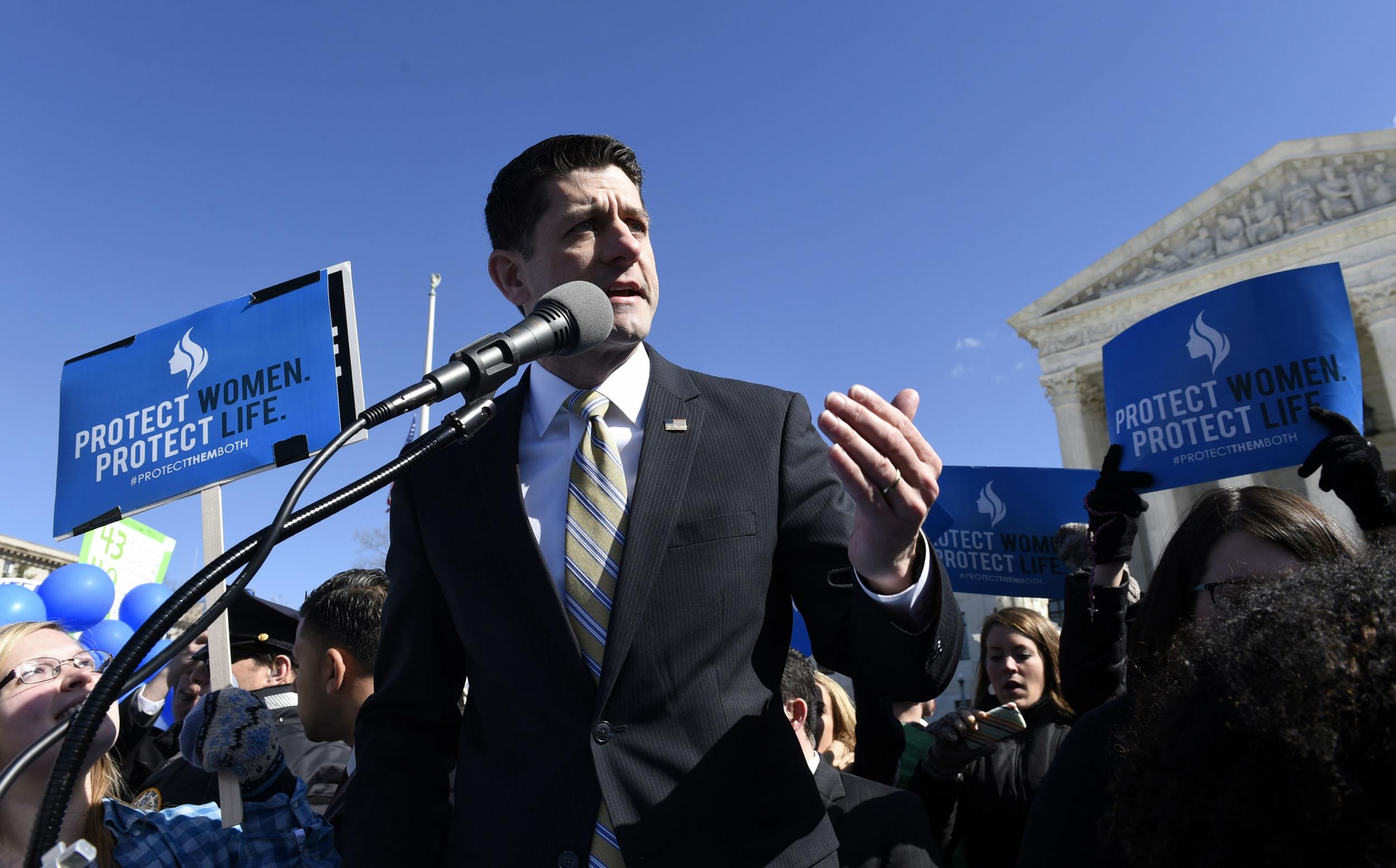 &#13;
Pro-life Republican House Speaker Paul Ryan also addressed the crowds&#13;