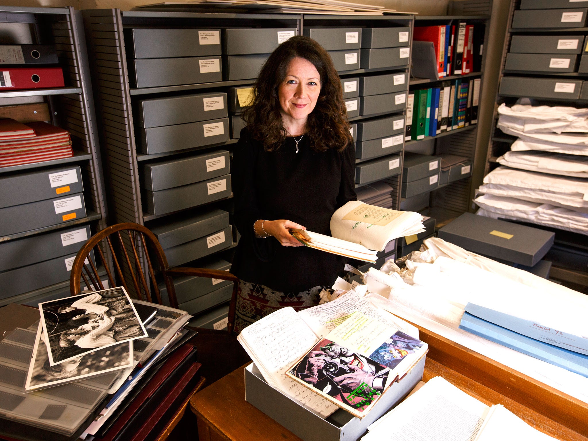 Librarian Karin Brown in the attic archives of the Institute