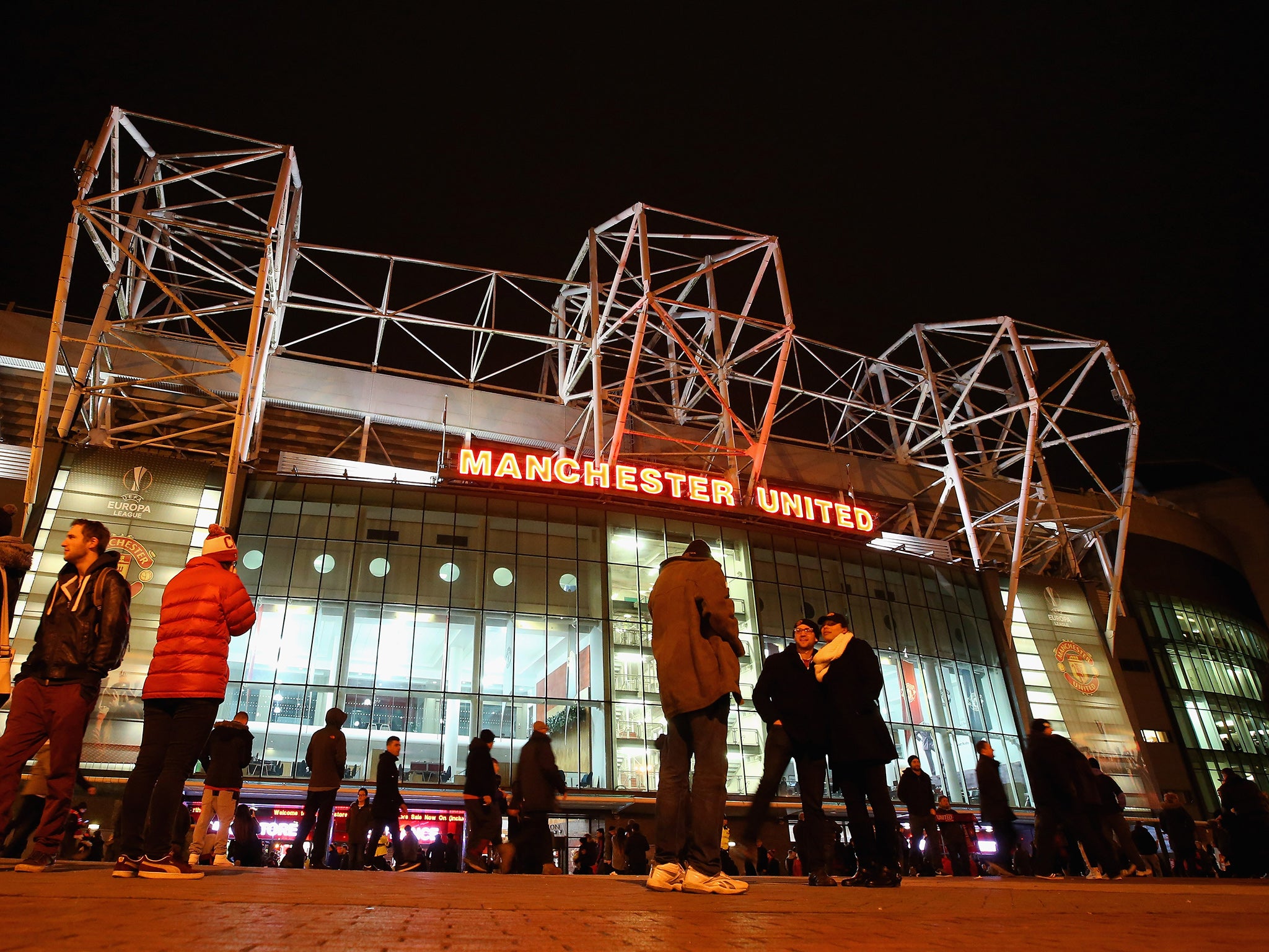 The scene outside Old Trafford ahead of the Europa League last-32 second leg with Midtjylland