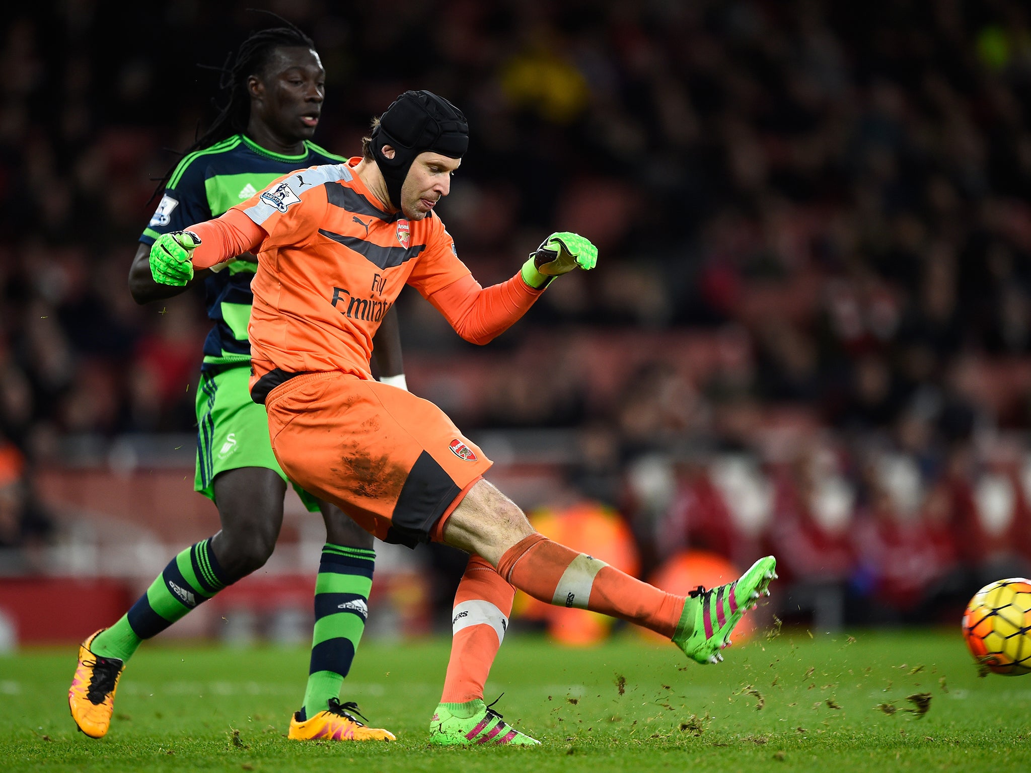 Cech suffered injury running back to his own goal in the defeat by Swansea