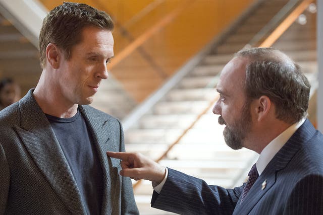 Finger of fate: Damian Lewis, left, with Paul Giamatti in ‘Billions’